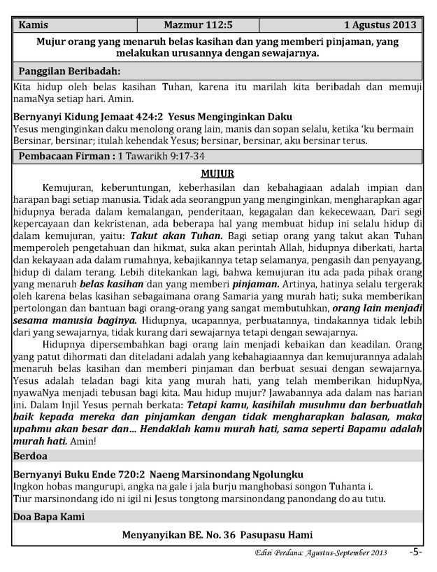 Ibadah Harian 2013-08-01