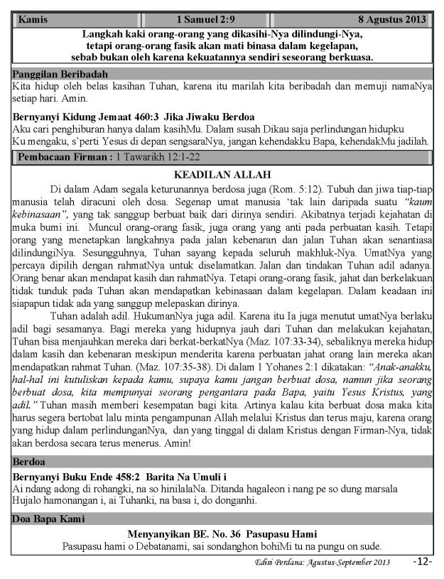 Ibadah Harian 2013-08-08