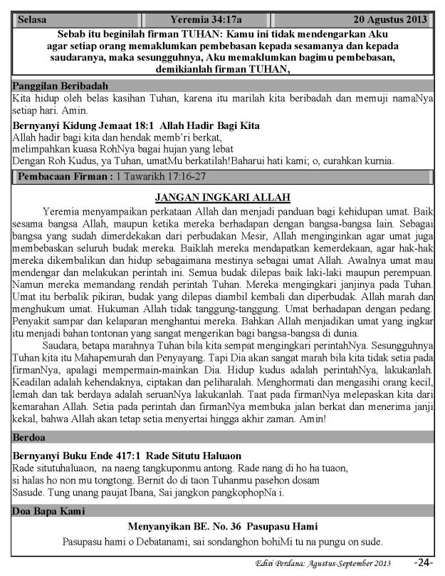 Ibadah Harian 2013-08-20