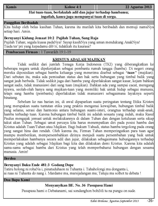 Ibadah Harian 2013-08-22