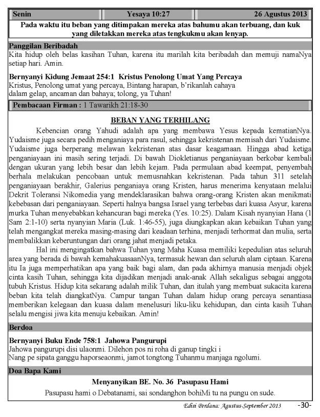 Ibadah Harian 2013-08-26